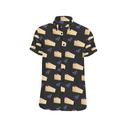 Cheesecake blueberry Pattern Print Design CK01 Men's Short Sleeve Button Up Shirt