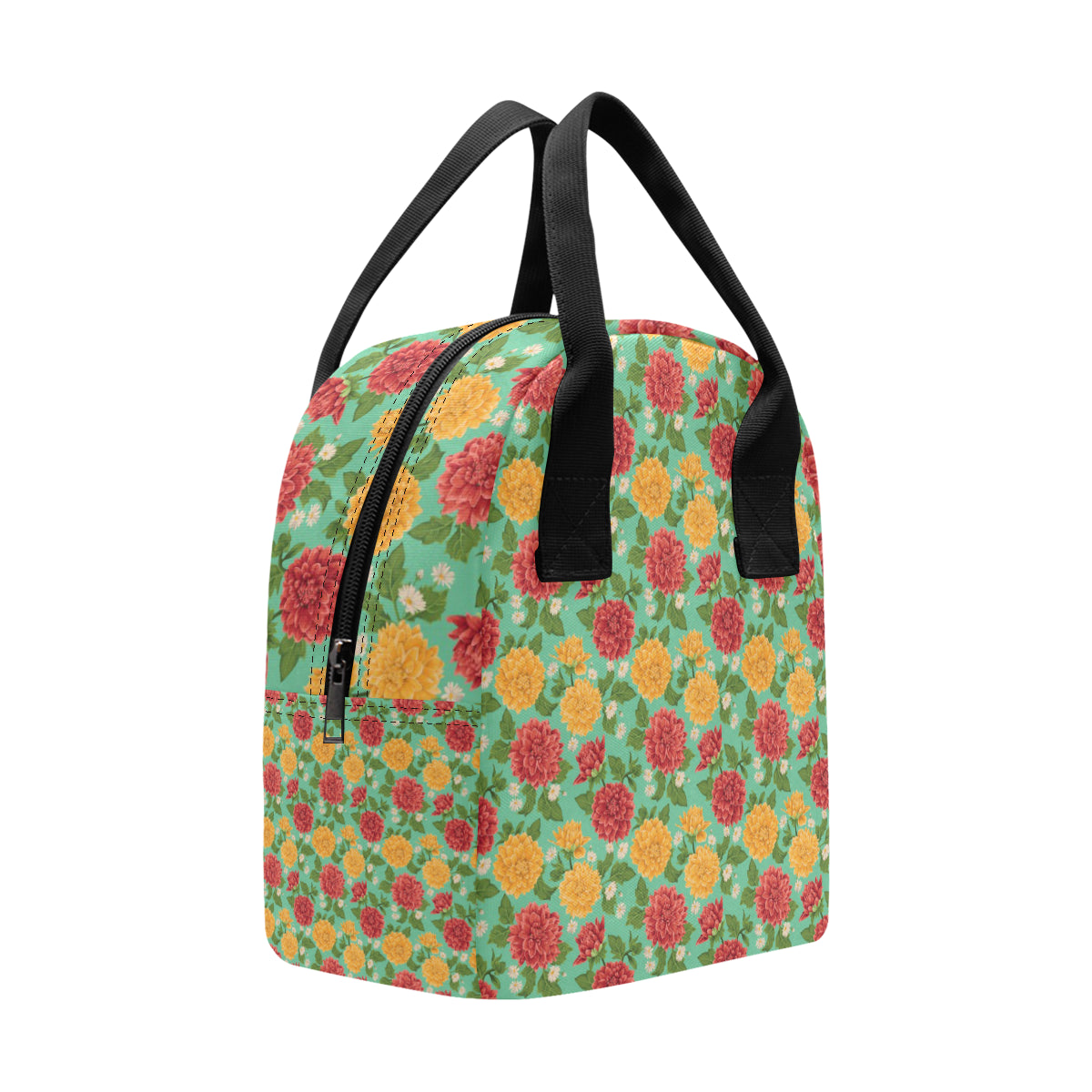 Dahlia Pattern Print Design DH011 Insulated Lunch Bag