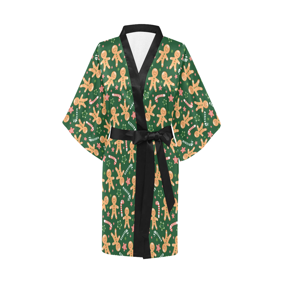 Gingerbread Pattern Print Design 04 Women's Short Kimono