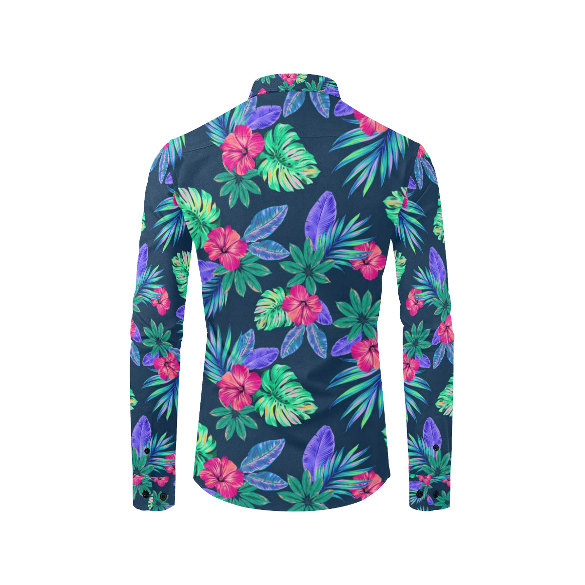 Tropical Flower Pattern Print Design TF09 Men's Long Sleeve Shirt