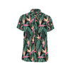 Bird Of Paradise Pattern Print Design BOP03 Men's Short Sleeve Button Up Shirt