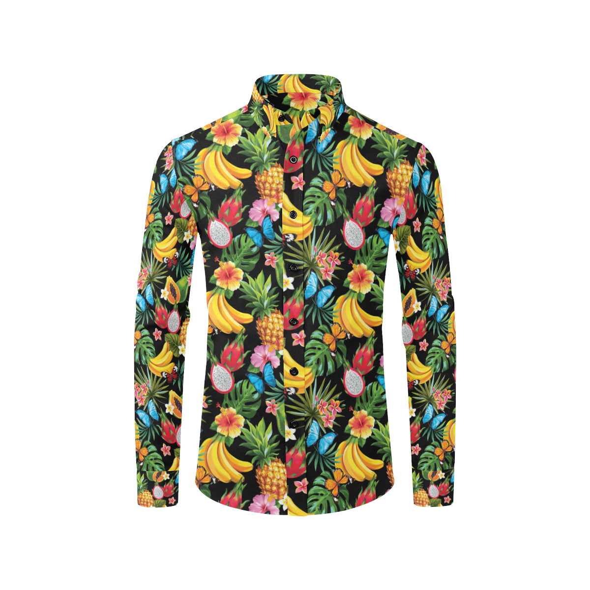 Tropical Fruits Pattern Print Design TF04 Men's Long Sleeve Shirt