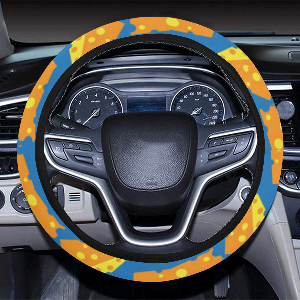 Cheese Pattern Print Design 05 Steering Wheel Cover with Elastic Edge