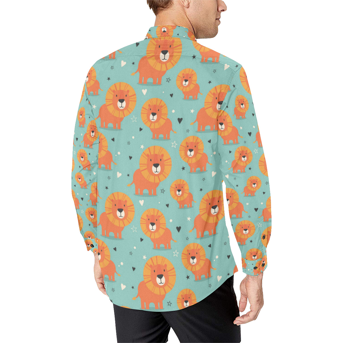 Lion Baby Pattern Print Design 03 Men's Long Sleeve Shirt