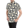 Daisy Pattern Print Design 01 Men's Short Sleeve Button Up Shirt