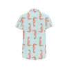 SeaHorse Pattern Print Design 01 Men's Short Sleeve Button Up Shirt