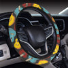 Acoustic Guitar Pattern Print Design 01 Steering Wheel Cover with Elastic Edge