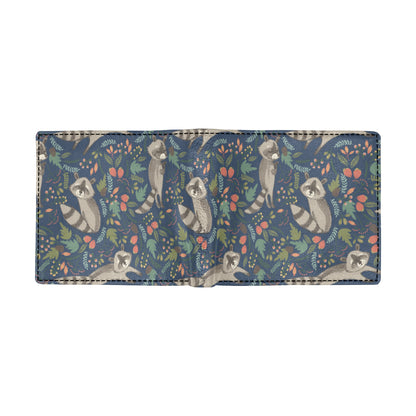 Raccoon Pattern Print Design A02 Men's ID Card Wallet