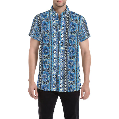 Hawaiian Themed Pattern Print Design H012 Men's Short Sleeve Button Up Shirt