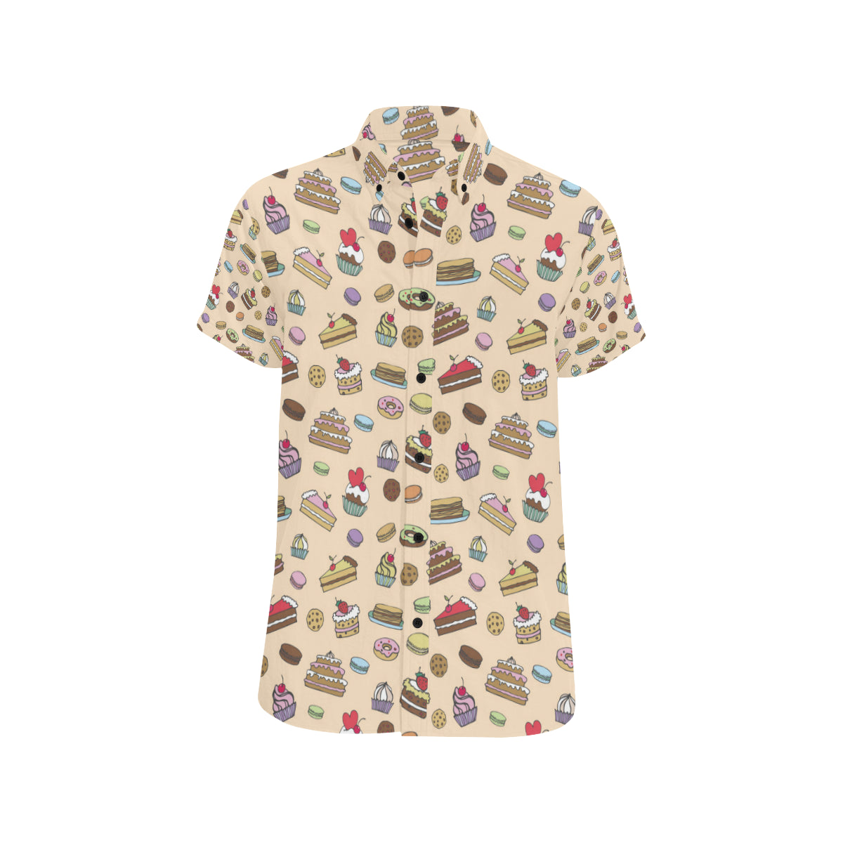 Cake Pattern Print Design 03 Men's Short Sleeve Button Up Shirt