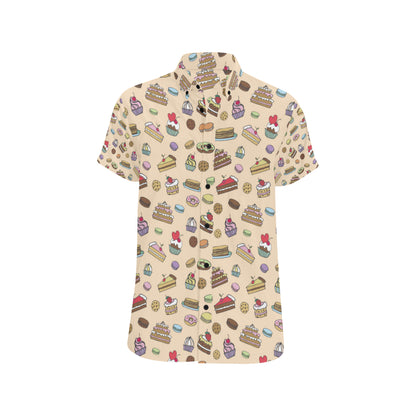 Cake Pattern Print Design 03 Men's Short Sleeve Button Up Shirt