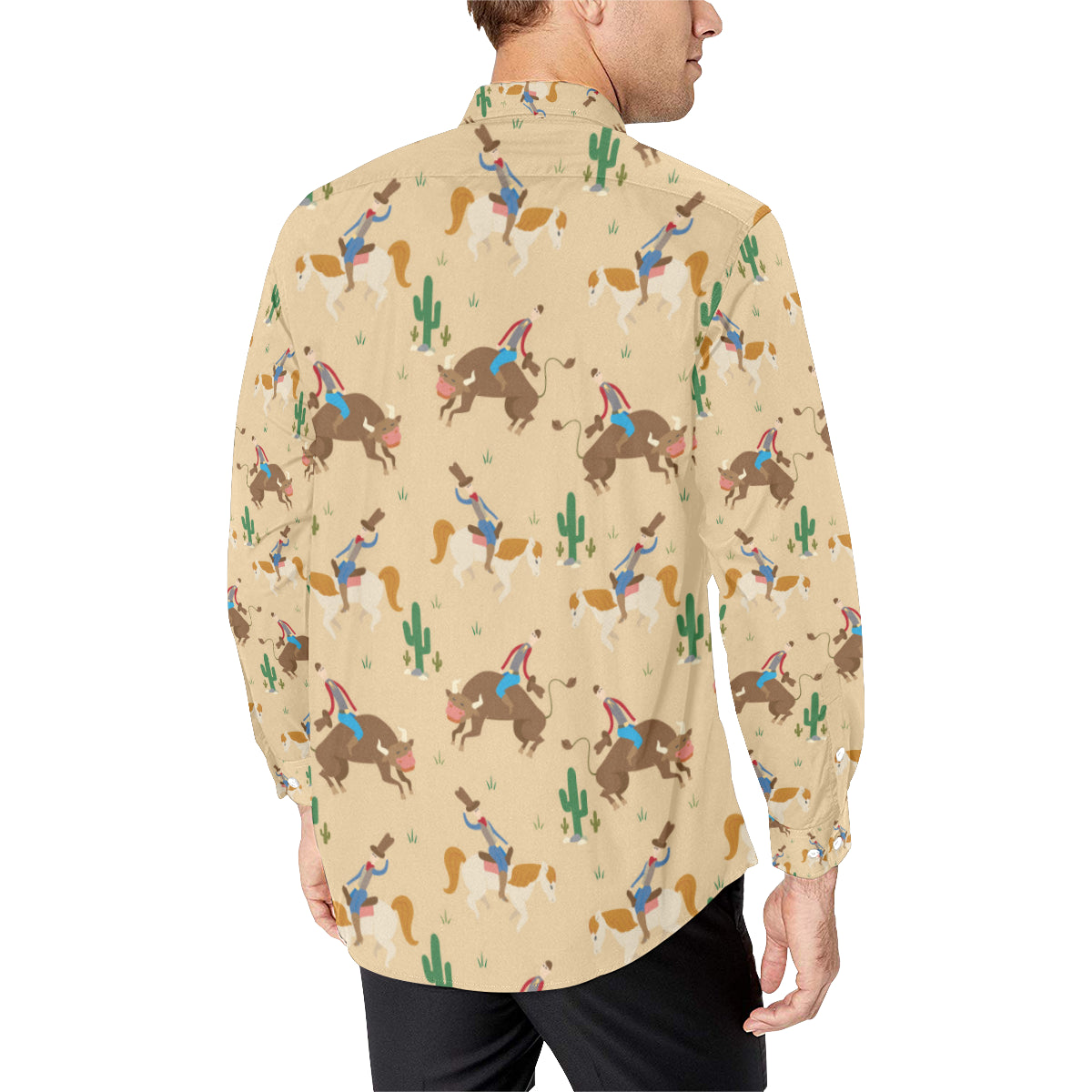 Rodeo Pattern Print Design A02 Men's Long Sleeve Shirt