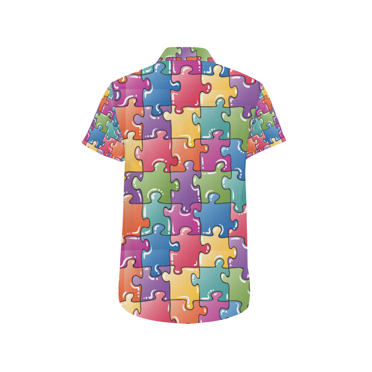 Puzzle Pattern Print Design A05 Men's Short Sleeve Button Up Shirt