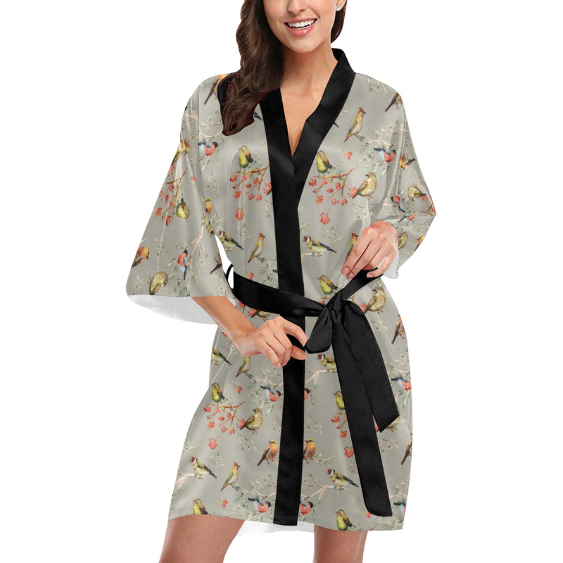 Birds Pattern Print Design 03 Women's Short Kimono