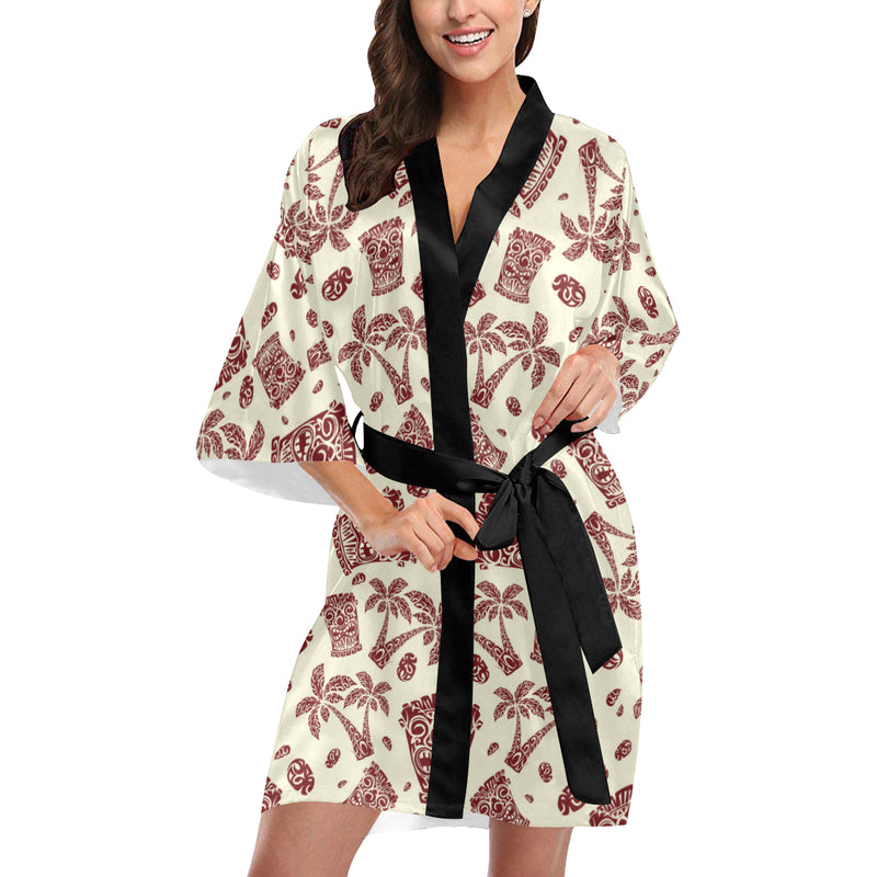 Tiki Tribal Symbol Palm Tree Women Kimono Robe