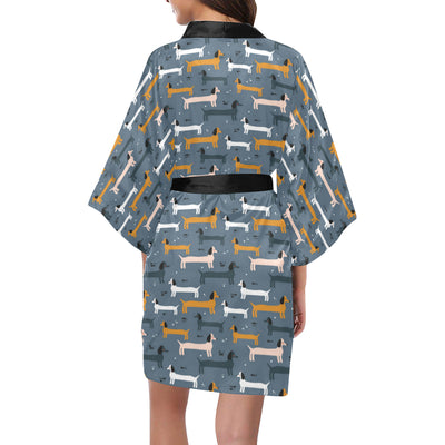 Dachshund Pattern Print Design 012 Women's Short Kimono