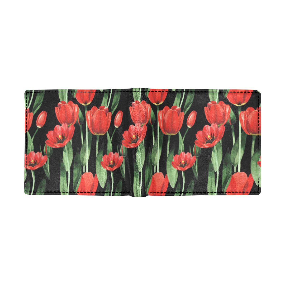 Tulip Red Pattern Print Design TP03 Men's ID Card Wallet