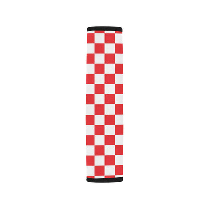 Checkered Red Pattern Print Design 04 Car Seat Belt Cover