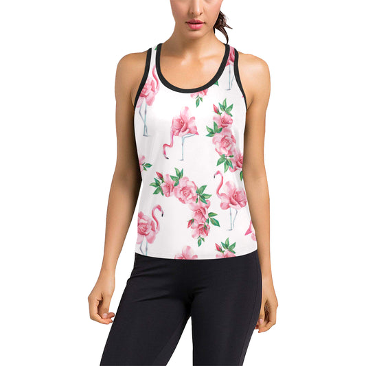 Flamingo Rose Pattern Women's Racerback Tank Top