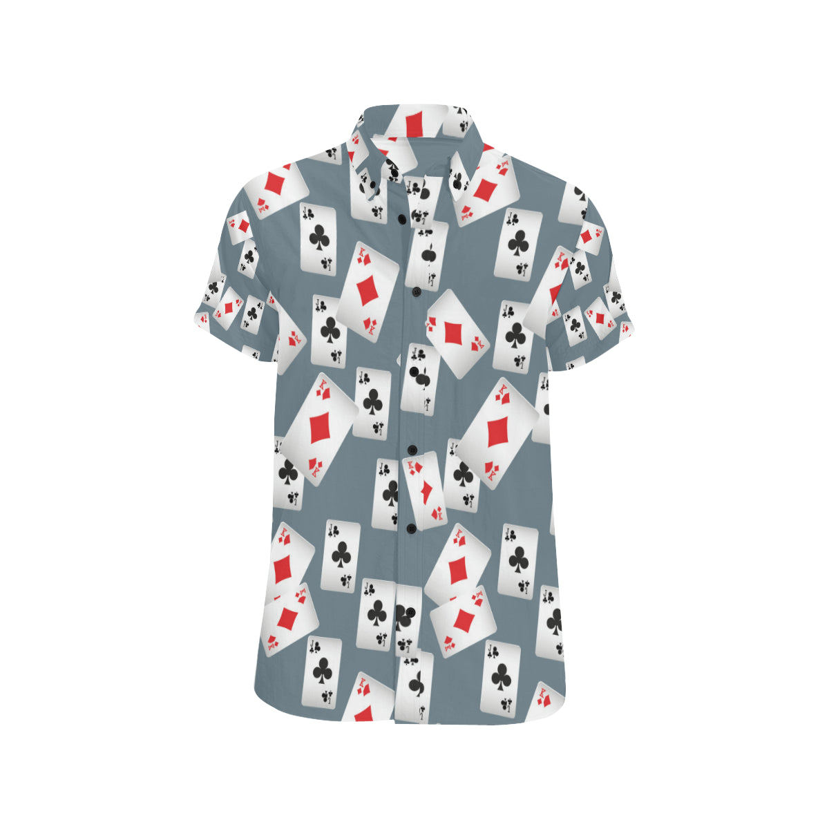 Poker Cards Pattern Print Design A05 Men's Short Sleeve Button Up Shirt