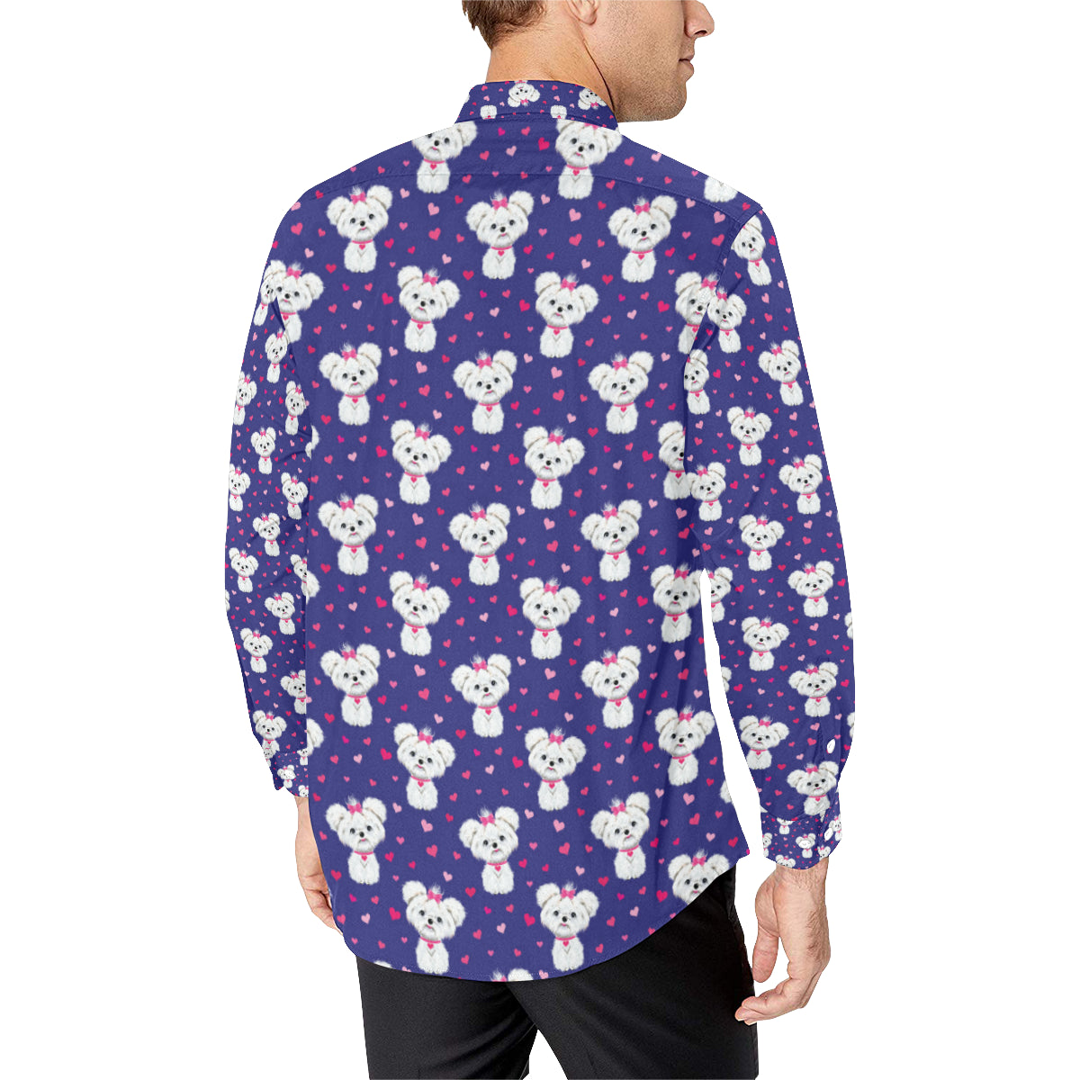 Maltese Pattern Print Design 02 Men's Long Sleeve Shirt