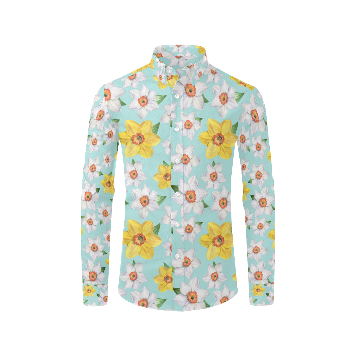 Daffodils Pattern Print Design DF07 Men's Long Sleeve Shirt