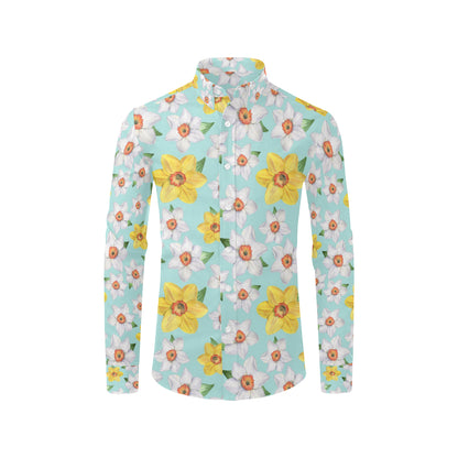 Daffodils Pattern Print Design DF07 Men's Long Sleeve Shirt