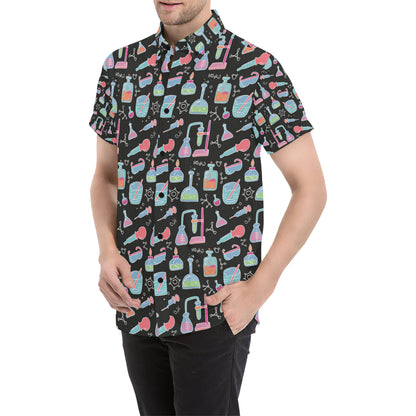 Chemical Pattern Print Design 06 Men's Short Sleeve Button Up Shirt