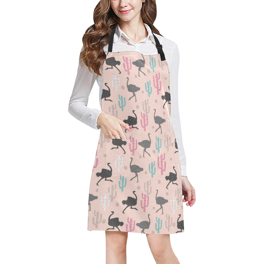 Ostrich Pattern Print Design 03 Apron with Pocket