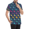 Birds Pattern Print Design 01 Men's Short Sleeve Button Up Shirt