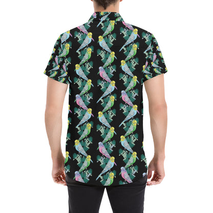 Budgerigar Pattern Print Design 03 Men's Short Sleeve Button Up Shirt