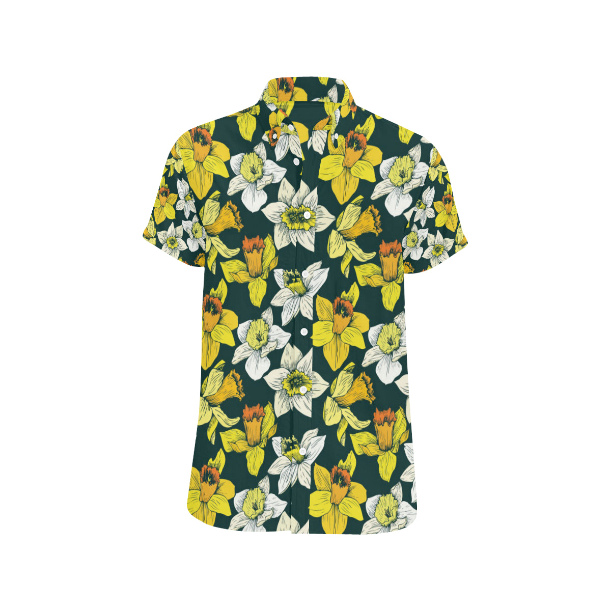 Daffodils Pattern Print Design DF02 Men's Short Sleeve Button Up Shirt