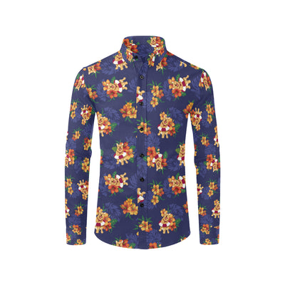 Hawaiian Themed Pattern Print Design H02 Men's Long Sleeve Shirt
