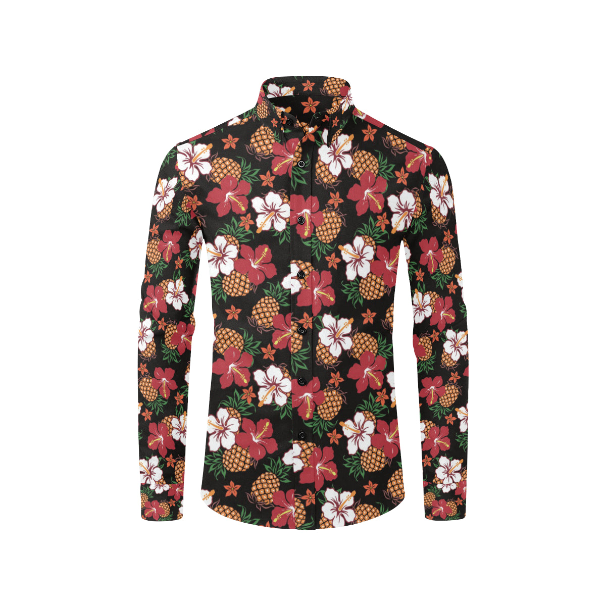 Hawaiian Themed Pattern Print Design H013 Men's Long Sleeve Shirt