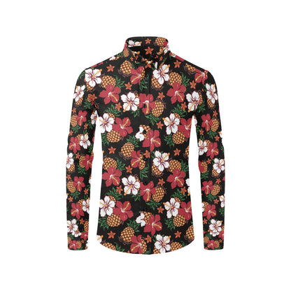 Hawaiian Themed Pattern Print Design H013 Men's Long Sleeve Shirt