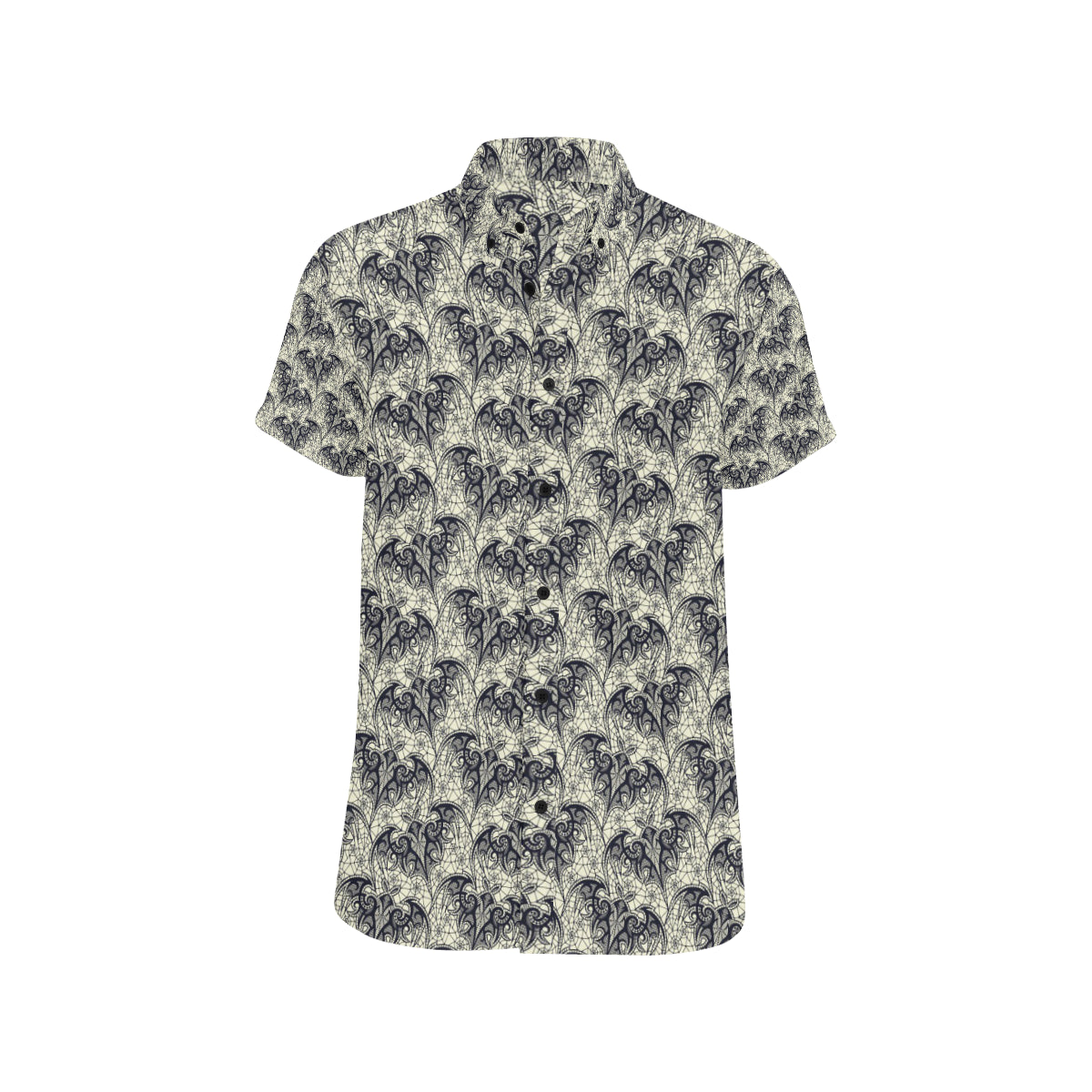 Bat Tribal Pattern Print Design 06 Men's Short Sleeve Button Up Shirt