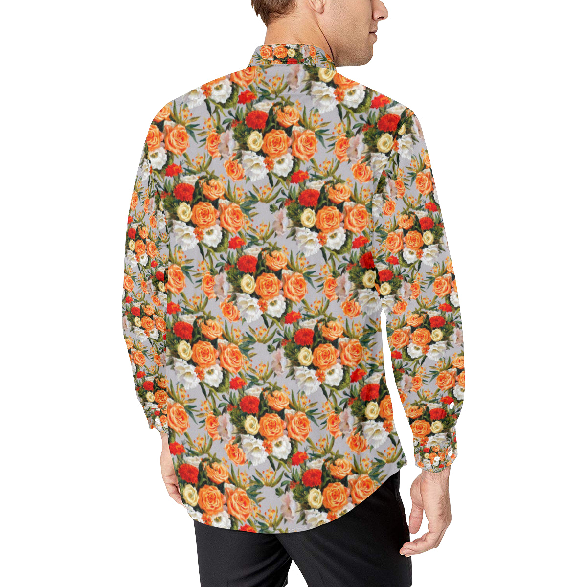 Lisianthus Pattern Print Design LT04 Men's Long Sleeve Shirt