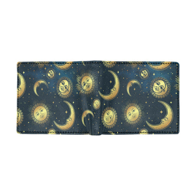 Gold Sun Moon Face Men's ID Card Wallet