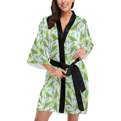 Budgerigar Pattern Print Design 04 Women's Short Kimono