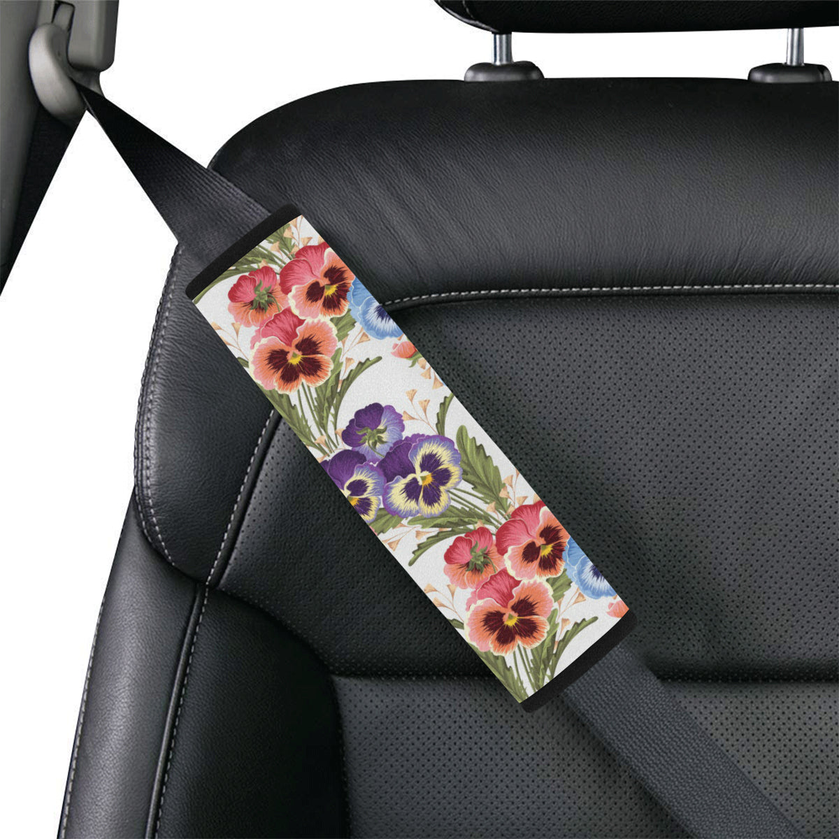 Pansy Pattern Print Design PS06 Car Seat Belt Cover