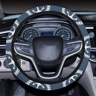 Anchor Pattern Print Design 04 Steering Wheel Cover with Elastic Edge