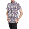 Chihuahua Happy Pattern Men's Short Sleeve Button Up Shirt