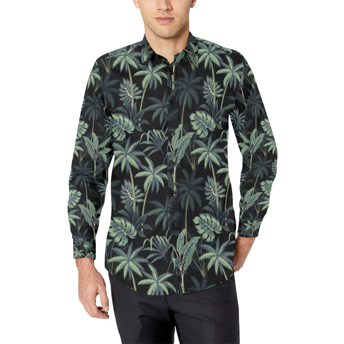 Rainforest Pattern Print Design RF02 Men's Long Sleeve Shirt