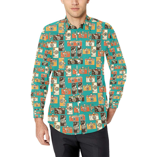 Camera Pattern Print Design 02 Men's Long Sleeve Shirt