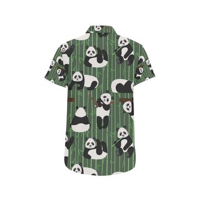 Panda Pattern Print Design A04 Men's Short Sleeve Button Up Shirt
