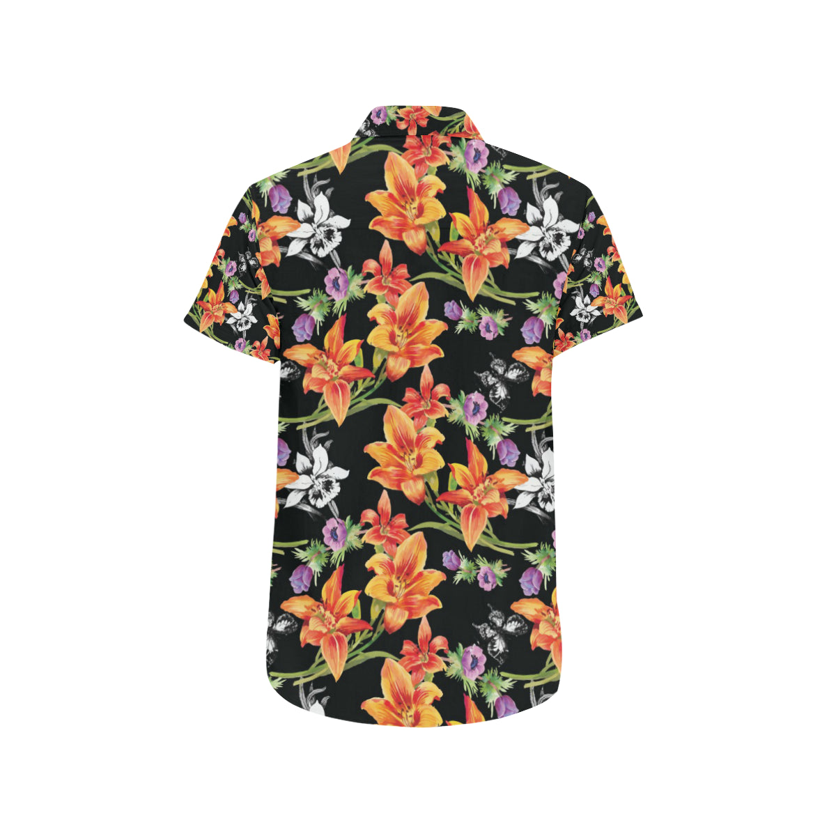 Tropical Flower Pattern Print Design TF02 Men's Short Sleeve Button Up Shirt