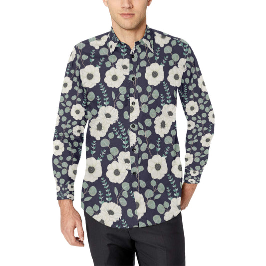 Anemone Pattern Print Design AM01 Men's Long Sleeve Shirt