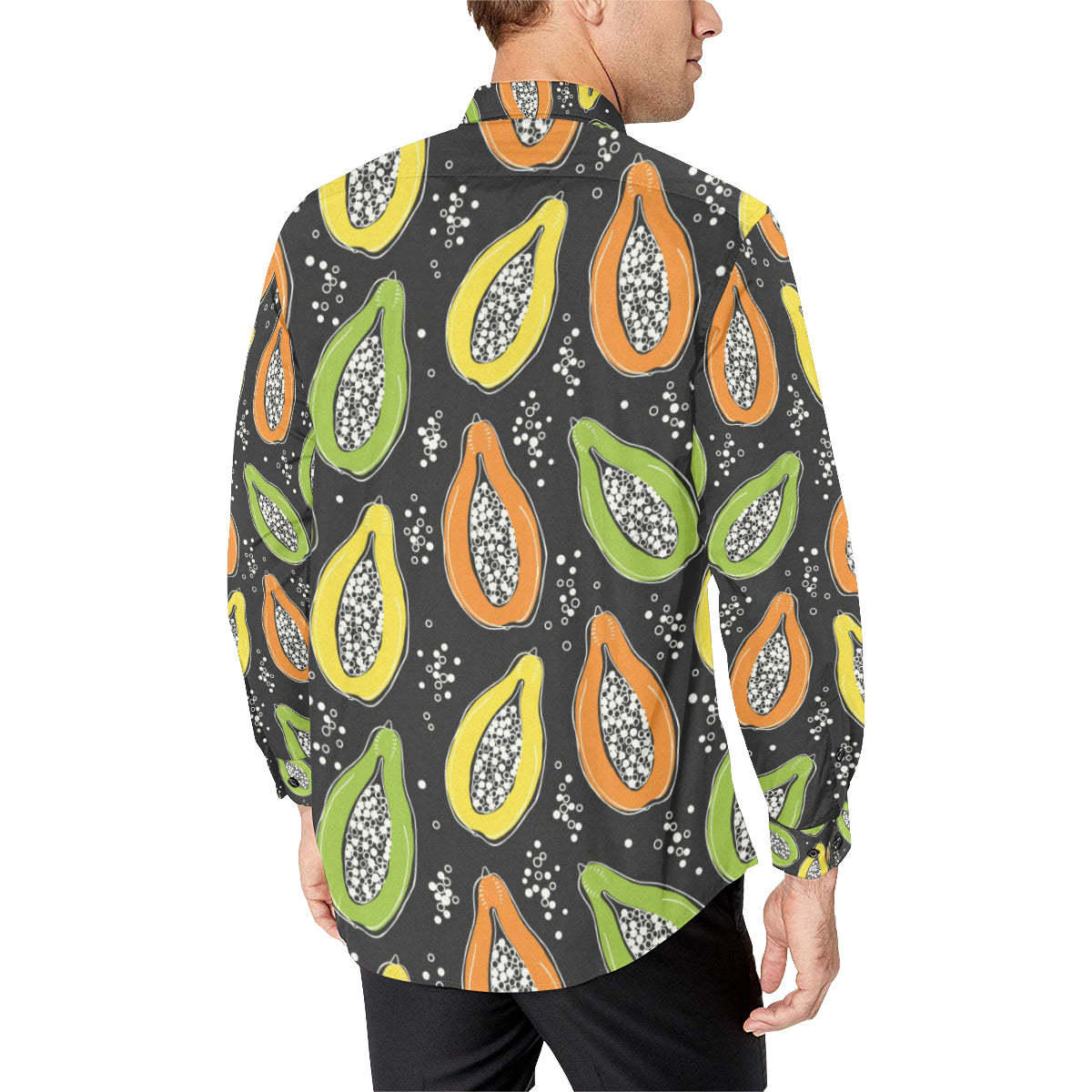 Papaya Pattern Print Design PP05 Men's Long Sleeve Shirt