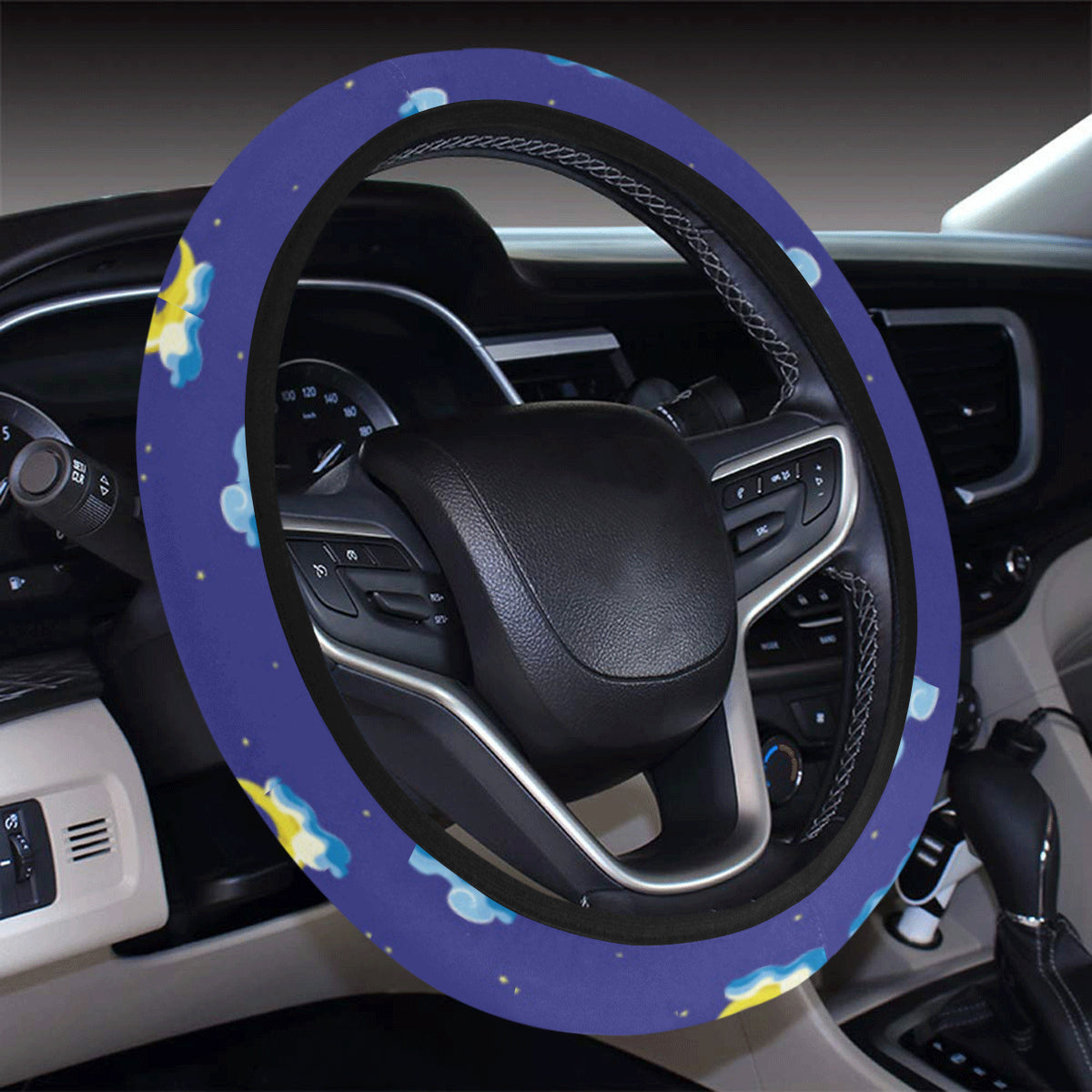 Fairy with Moon Print Pattern Steering Wheel Cover with Elastic Edge