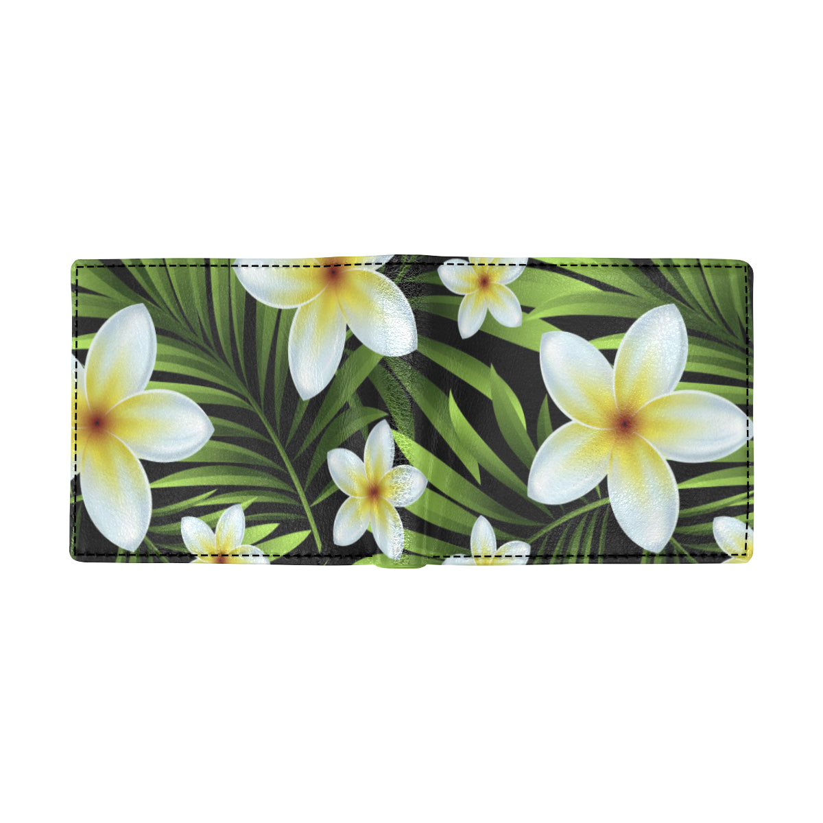 White Plumeria Pattern Print Design PM06 Men's ID Card Wallet